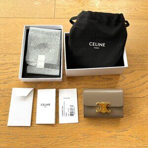 Celine Triomphe Wallet with Coin Purse Pebble
